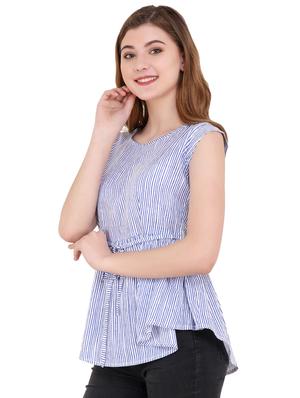 drawstring waist striped top - 16833721 - Standard Image - 2