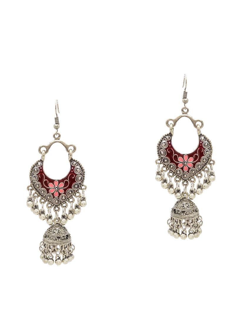 silver metal chandballi earring - 16834785 - Zoom Image - 2