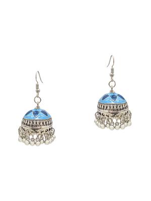 blue metal jhumka earring - 16834813 - Standard Image - 2