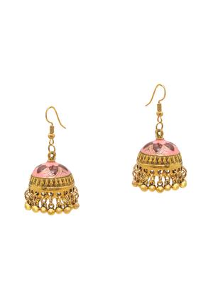 pink metal jhumka earring - 16834815 - Standard Image - 2