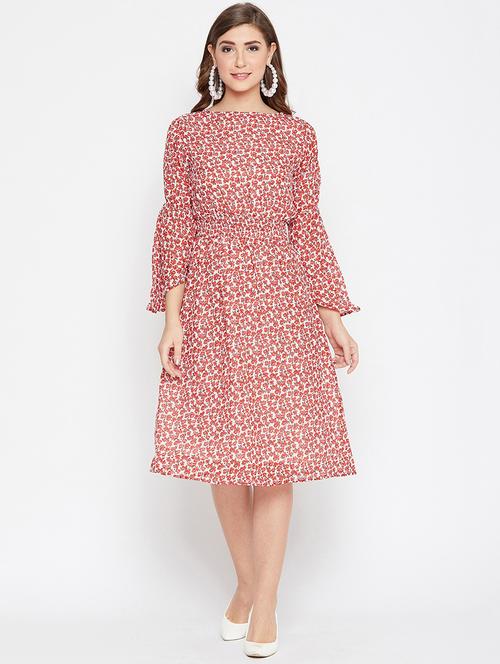 bell sleeved floral a-line dress - 16835660 - Very Small Image - 1