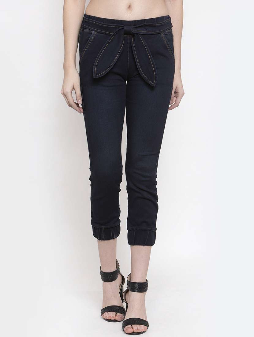 high rise tie front capris