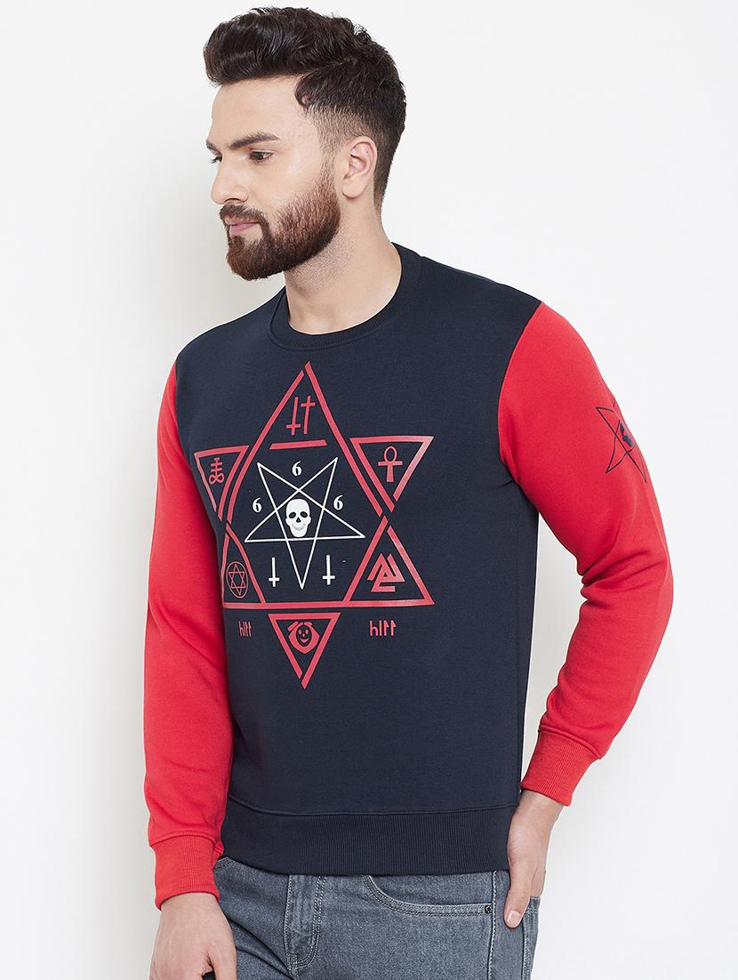 navy blue fleece chest print sweatshirt - 16837848 - Zoom Image - 2