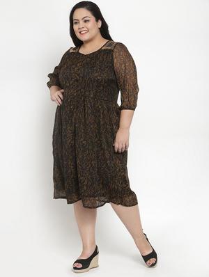 round neck floral plus dress - 16838217 - Standard Image - 2