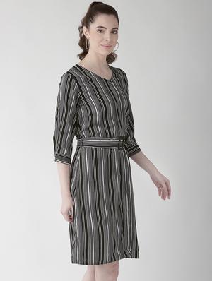 v-neck striped belted dress - 16838319 - Standard Image - 2