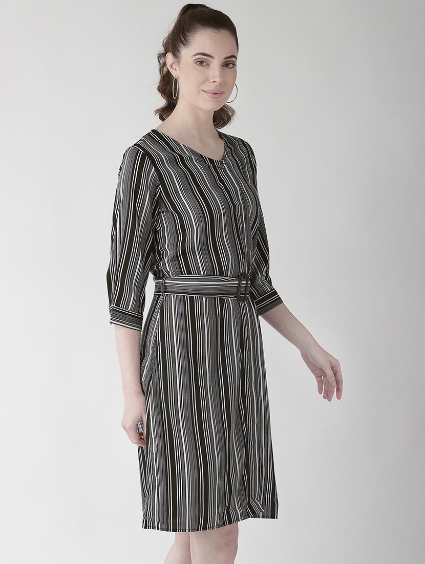 v-neck striped belted dress - 16838319 - Zoom Image - 2