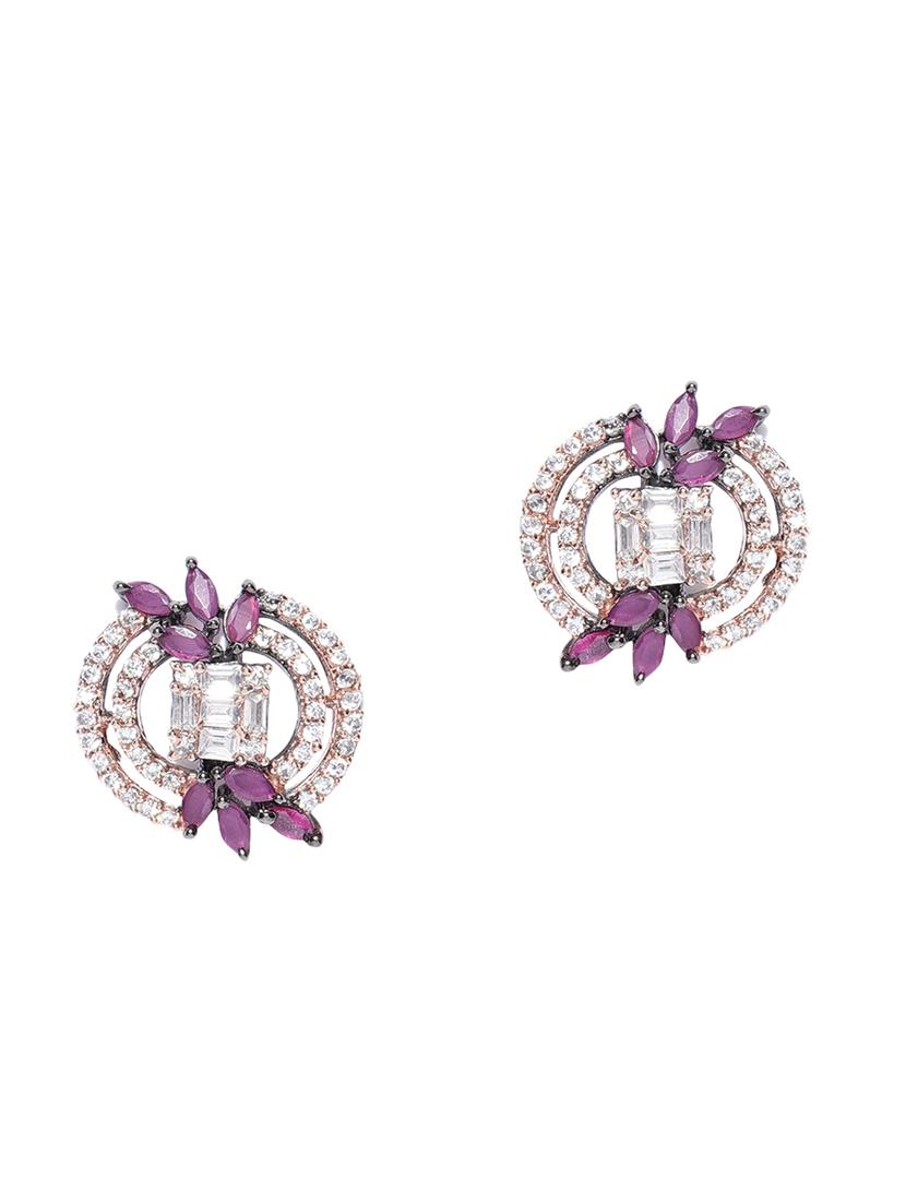 purple brass studs earring - 16839510 - Zoom Image - 2