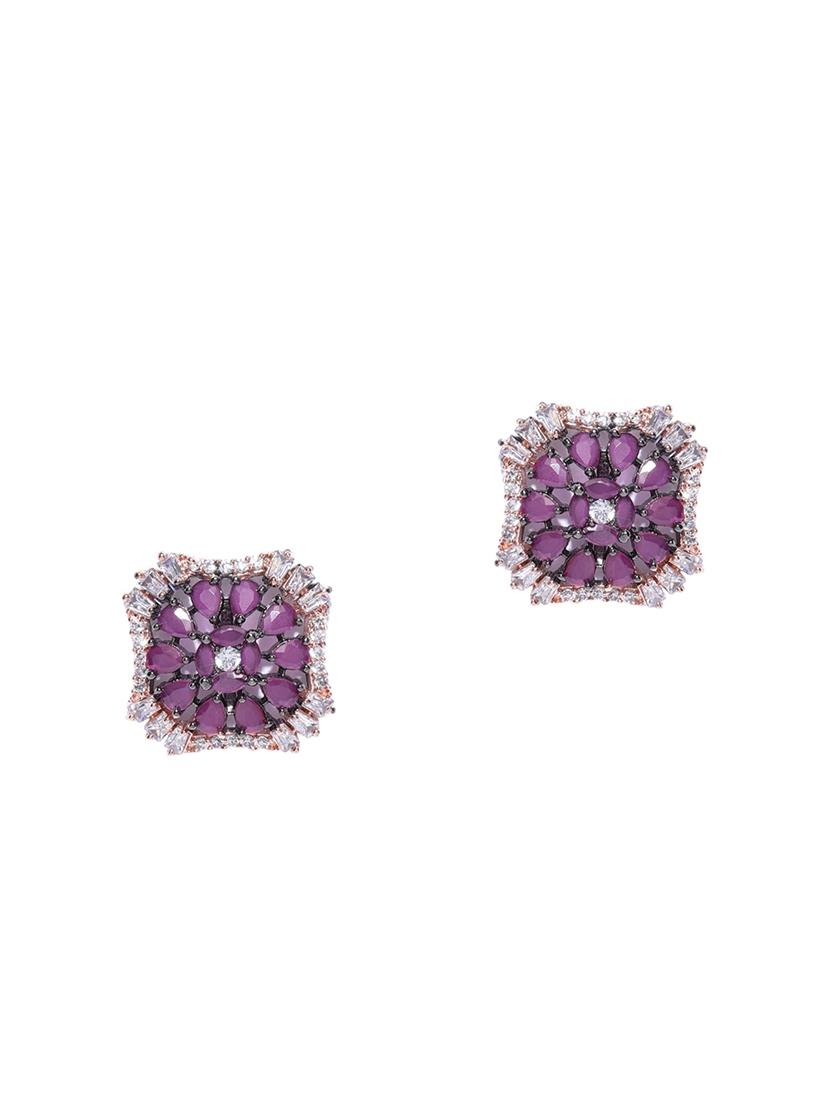 purple brass studs earring - 16839511 - Zoom Image - 2