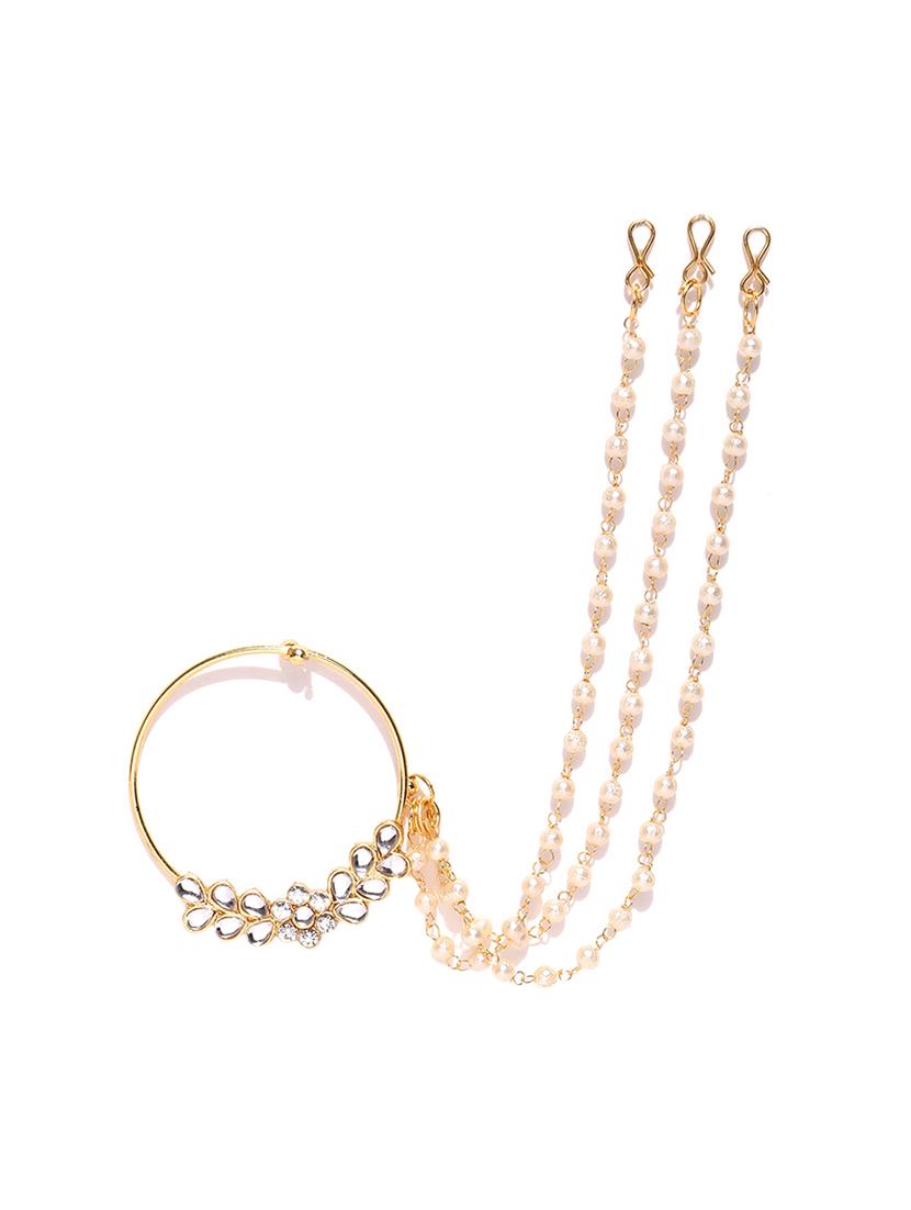 gold brass ring nose pin - 16839536 - Zoom Image - 2