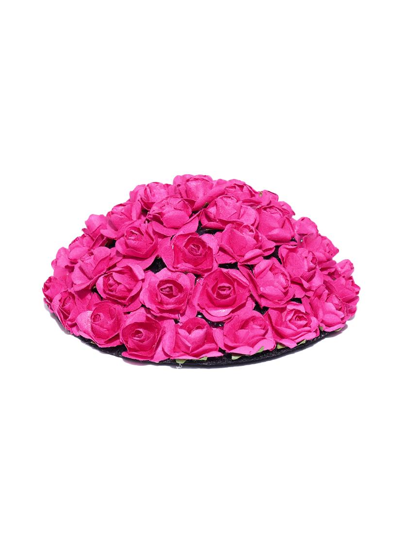 priyaasi designer pink roses flower design bun maker hair accessories for women - 16840358 - Zoom Image - 2