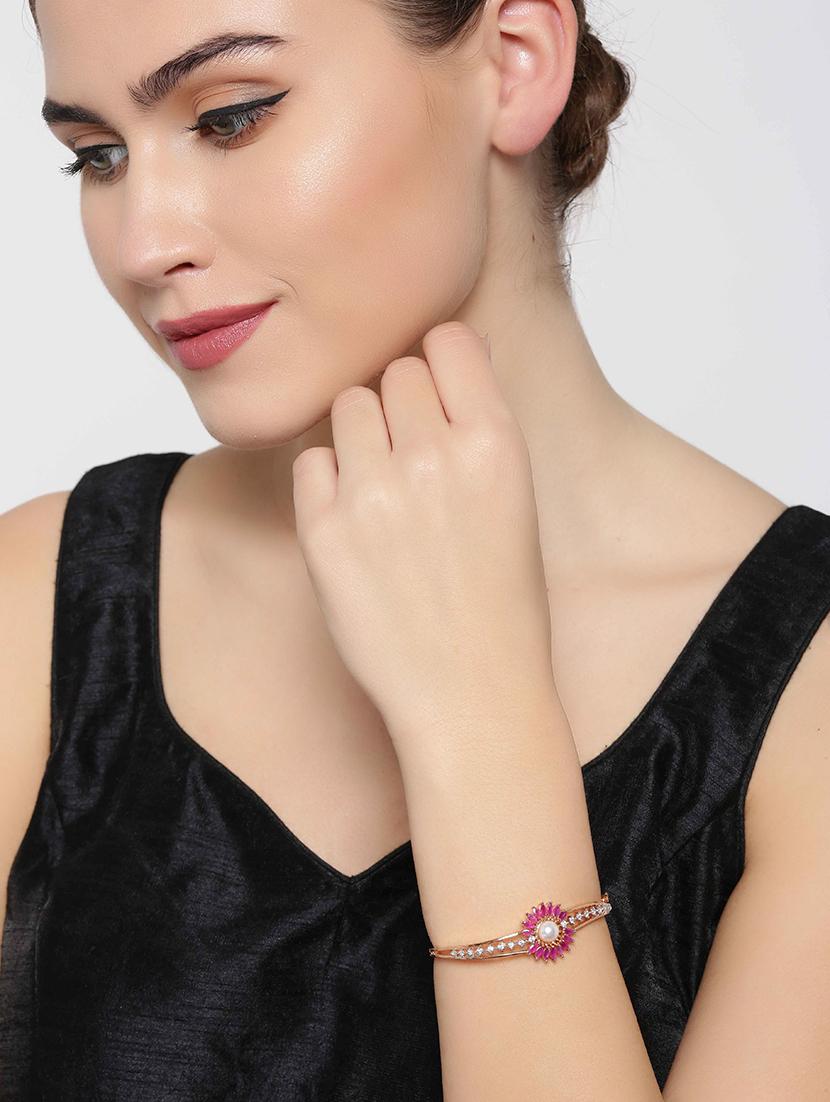 pink brass bangle bracelet - 16840454 - Zoom Image - 5