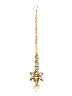 gold brass maang teeka - 16840937 - Standard Image - 2