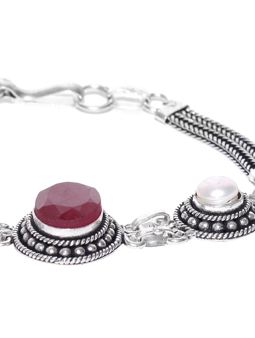 red silver tone brass links bracelet - 16840966 - Zoom Image - 5