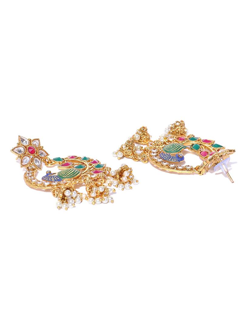 multi colored brass drop earring - 16841319 - Zoom Image - 2
