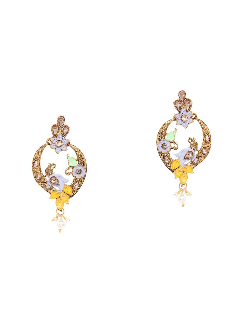 multi colored brass drop earring - 16841323 - Zoom Image - 2