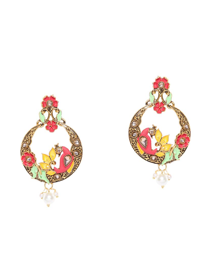 multi colored brass drop earring - 16841327 - Zoom Image - 2
