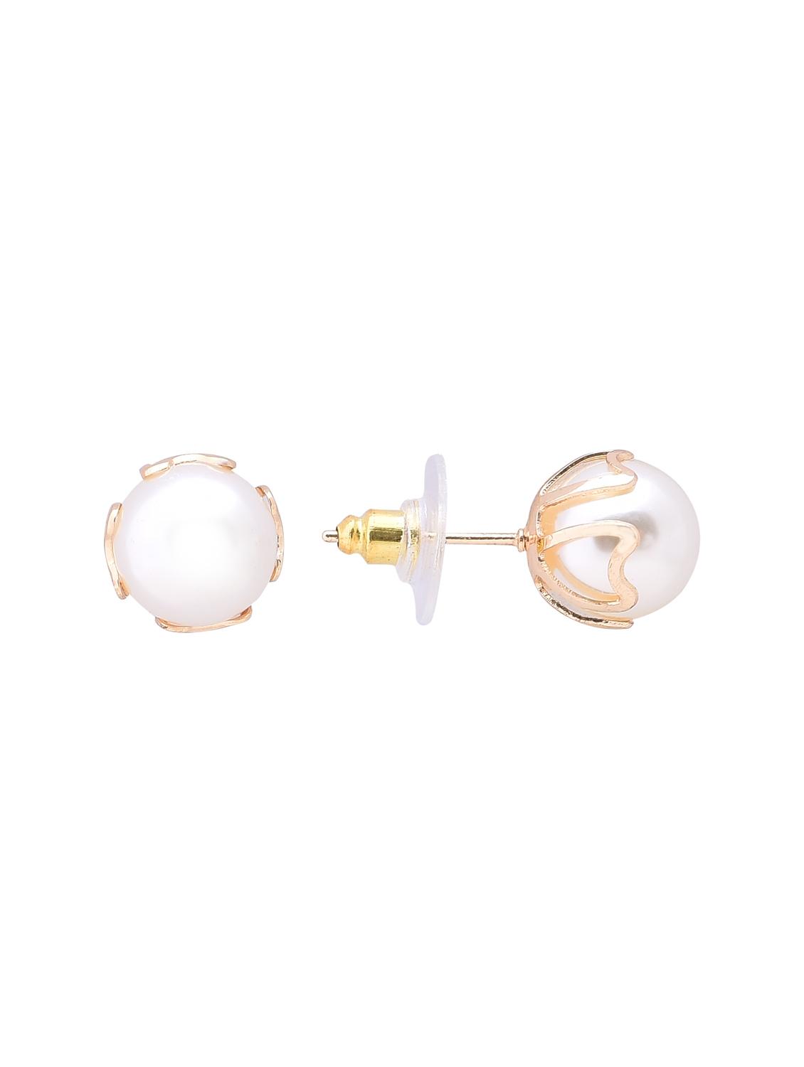 white metal studs earring - 16841881 - Zoom Image - 2
