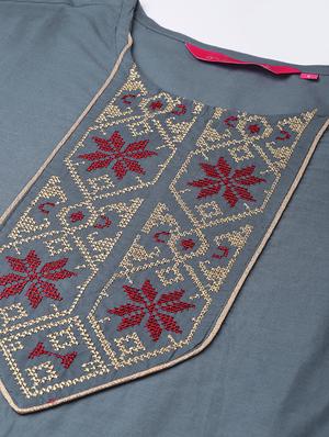 embroidered straight kurta - 16842887 - Standard Image - 5