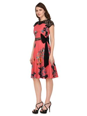 bow tie mesh detail skater dress - 16843303 - Standard Image - 2