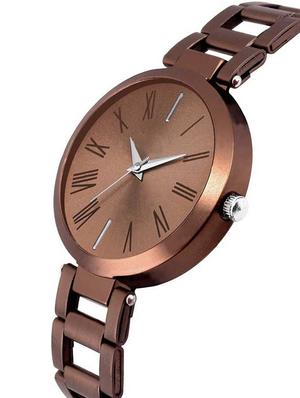 alkh attractive metalic strap and brown stylish dial watch for girl's(449) - 16843893 - Standard Image - 2