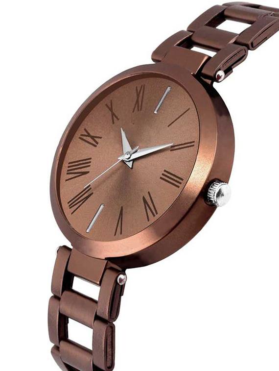 alkh attractive metalic strap and brown stylish dial watch for girl's(449) - 16843893 - Zoom Image - 2