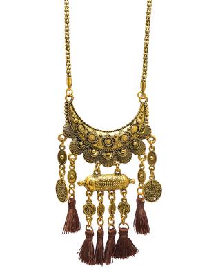 brown metal long necklace - 16845312 - Standard Image - 2