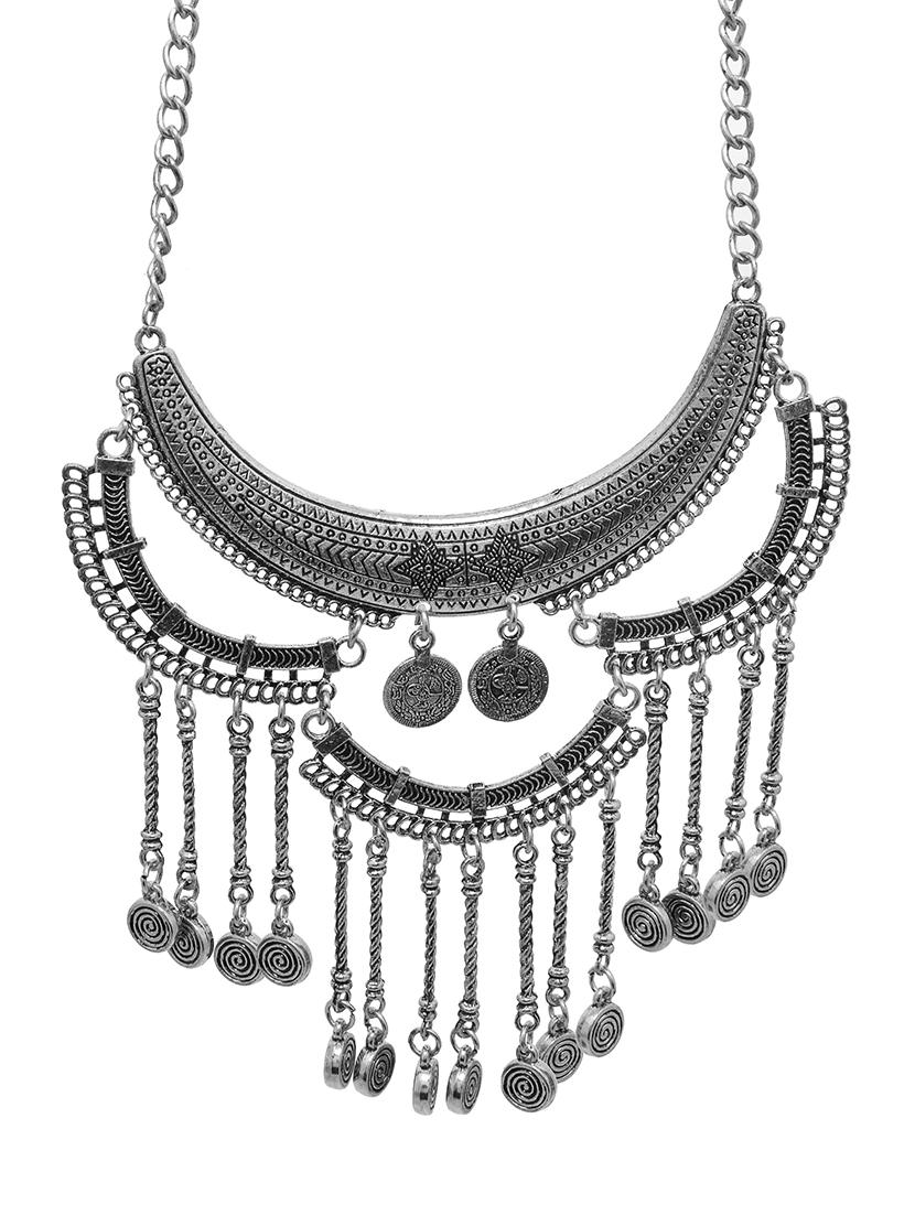 silver metal long necklace - 16845324 - Zoom Image - 2