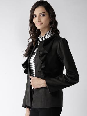 ruffle detail solid blazer - 16849137 - Standard Image - 2