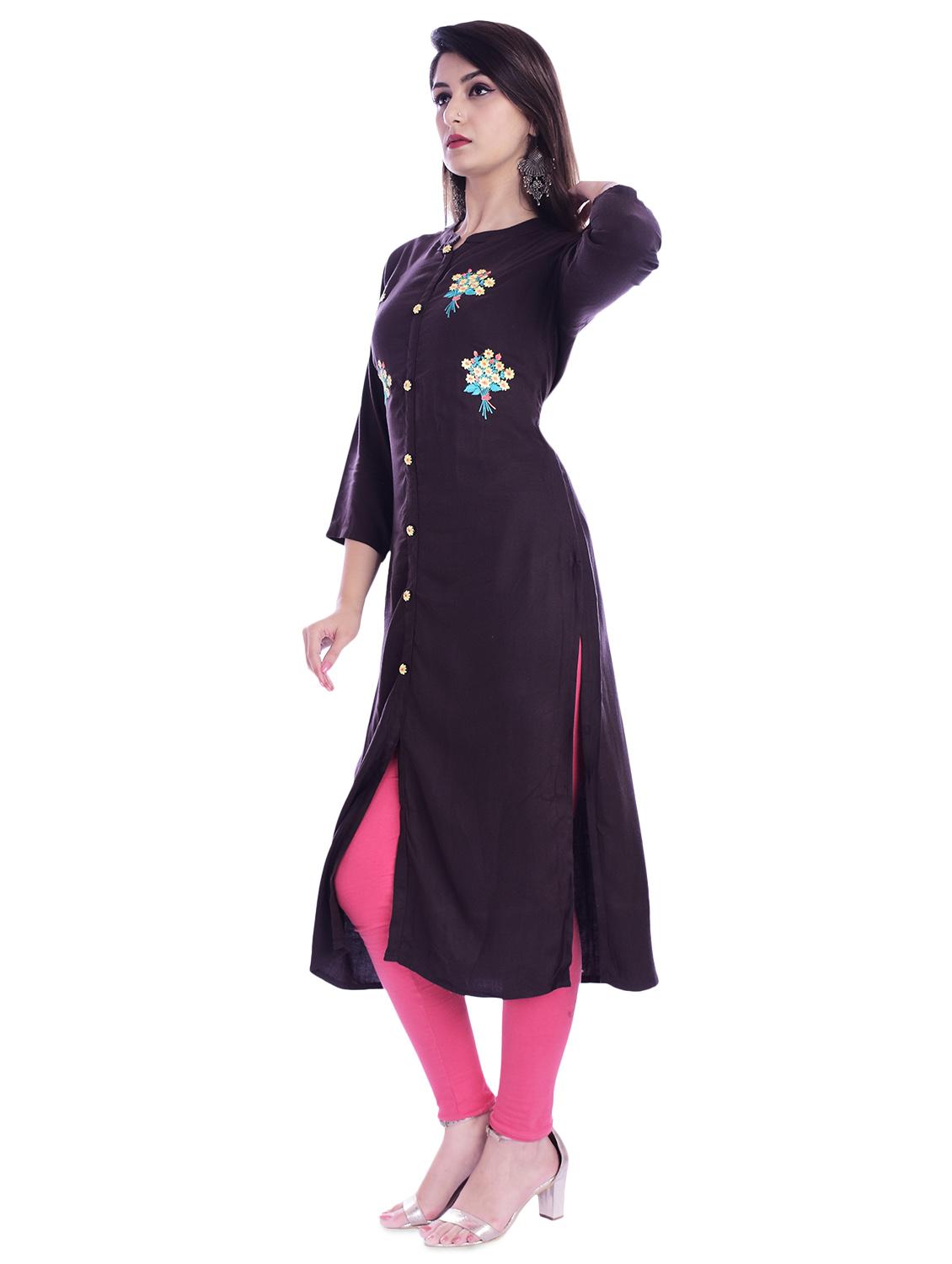 embroidered straight kurta - 16849478 - Zoom Image - 2
