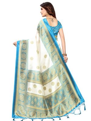 solid bordered saree with blouse - 16850303 - Standard Image - 2