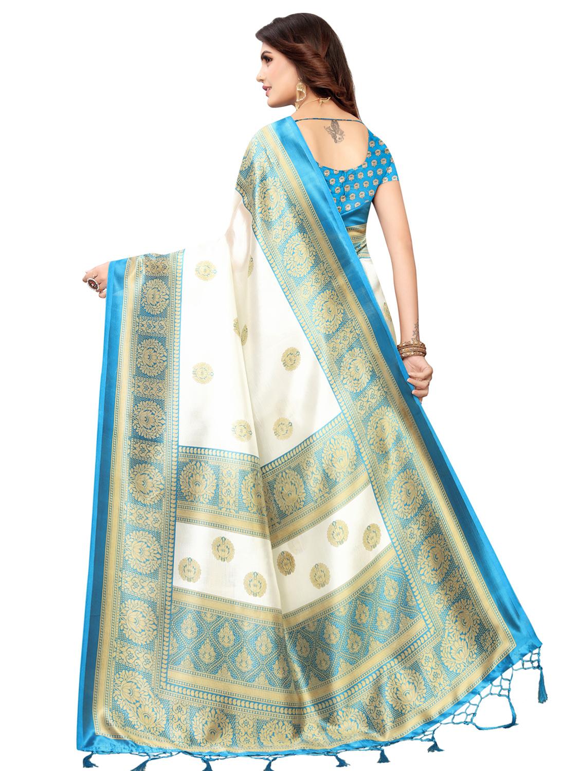 solid bordered saree with blouse - 16850303 - Zoom Image - 2