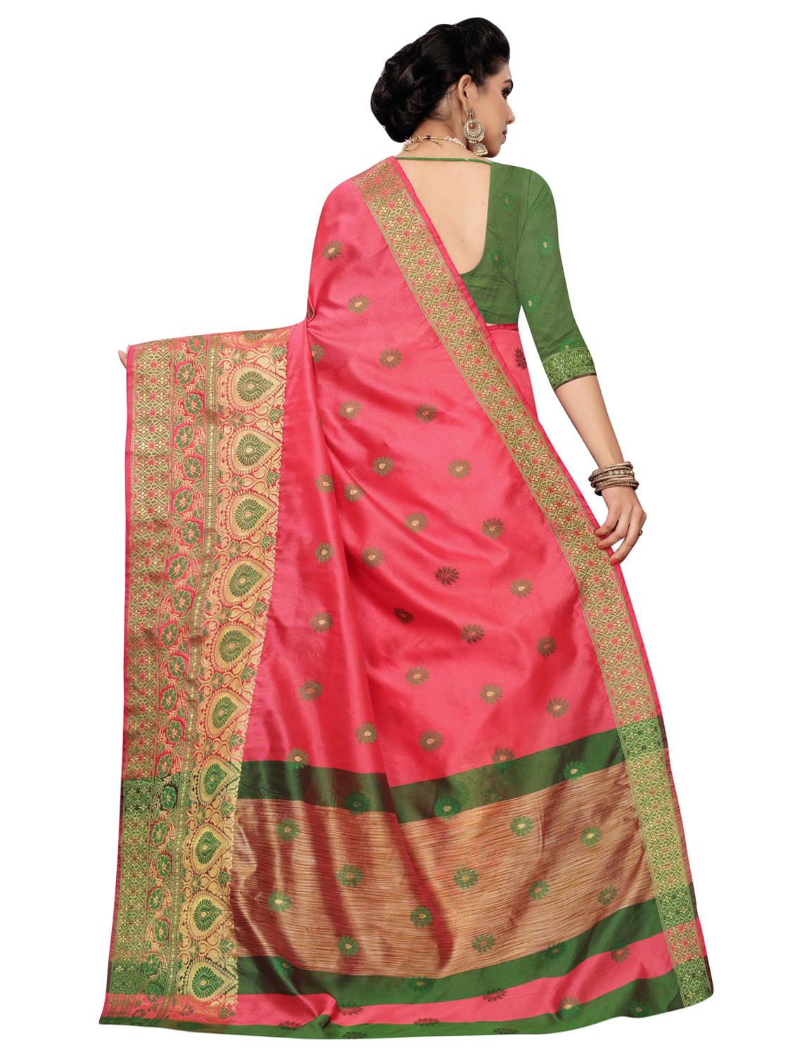 floral bordered saree with blouse - 16850384 - Zoom Image - 2