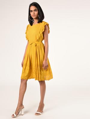 tie front frill detail a-line dress - 16850939 - Standard Image - 2