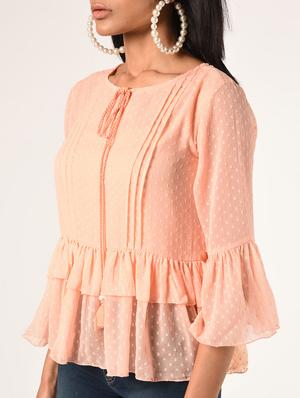 bell sleeved dobby top - 16850954 - Standard Image - 5