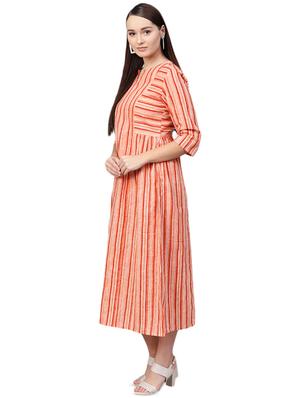 round neck striped a-line dress - 16851726 - Standard Image - 2