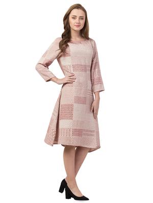 round neck jacquard a-line dress - 16854396 - Standard Image - 2
