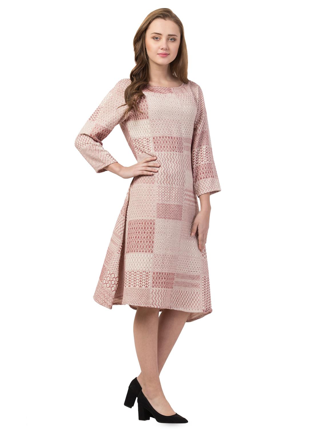 round neck jacquard a-line dress - 16854396 - Zoom Image - 2