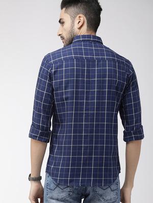 navy blue checkered casual shirt - 16855382 - Standard Image - 2