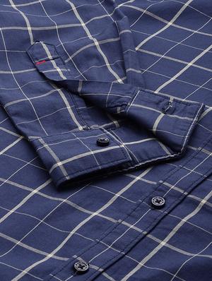navy blue checkered casual shirt - 16855382 - Standard Image - 5