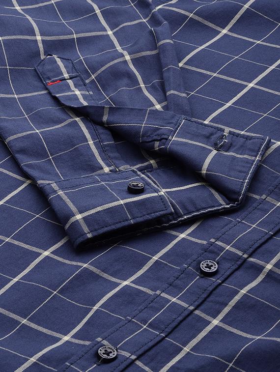 navy blue checkered casual shirt - 16855382 - Zoom Image - 5