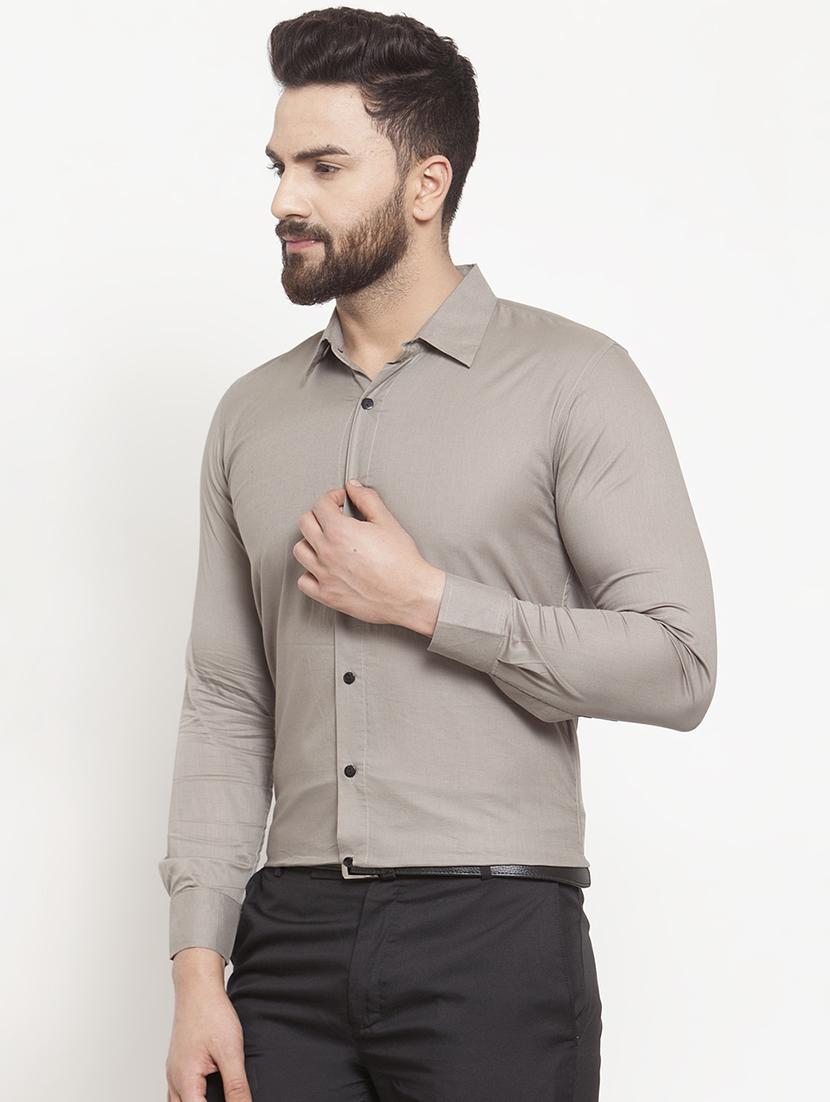 grey solid casual shirt - 16855903 - Zoom Image - 2