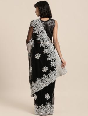 bordered embroidered saree with blouse - 16856974 - Standard Image - 2