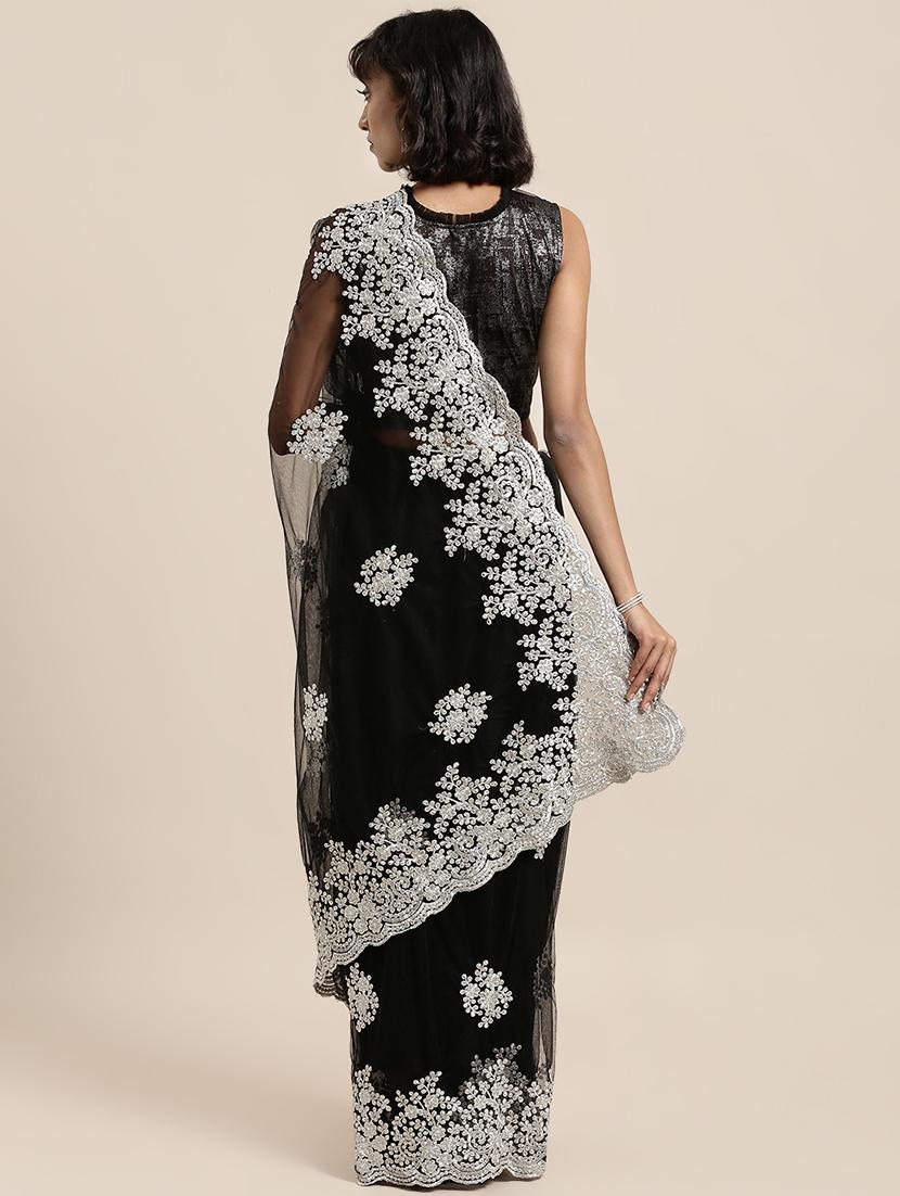 bordered embroidered saree with blouse - 16856974 - Zoom Image - 2