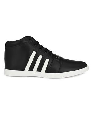 black leatherette lace up sneakers - 16858821 - Standard Image - 2