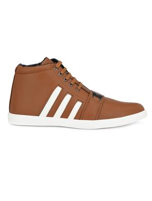 brown leatherette lace up sneakers - 16858822 - Standard Image - 2
