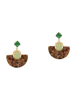 green brass drop earring - 16858895 - Standard Image - 2