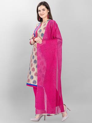 printed unstitched suit - 16859035 - Standard Image - 2