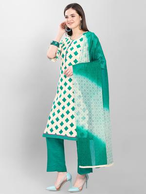 printed unstitched suit - 16859038 - Standard Image - 2