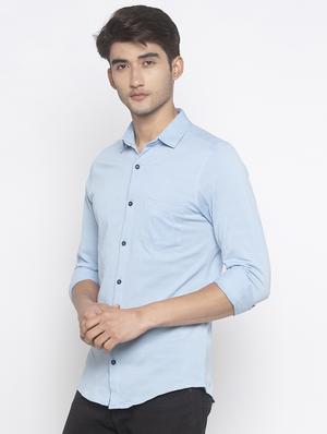blue solid casual shirt - 16859270 - Standard Image - 2