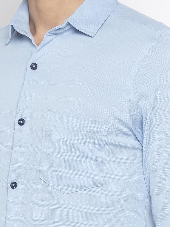 blue solid casual shirt - 16859270 - Zoom Image - 5